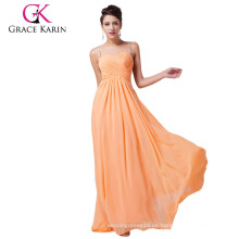 Grace Karin Orange Farbe Backless Lange Chiffon Günstige Meerjungfrau Prom Kleid CL6025